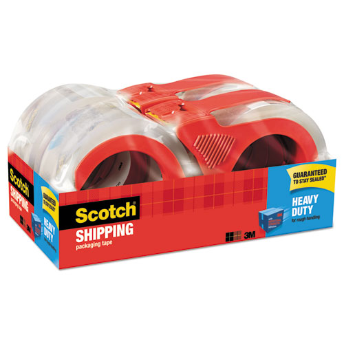 Image of 3850 Heavy-Duty Packaging Tape with Dispenser, 3" Core, 1.88" x 54.6 yds, Clear, 4/Pack