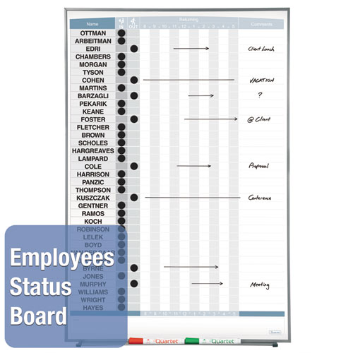 Image of Quartet® Matrix Employee In/Out Board, Up To 36 Employees, 34 X 23, White Surface, Silver Aluminum Frame