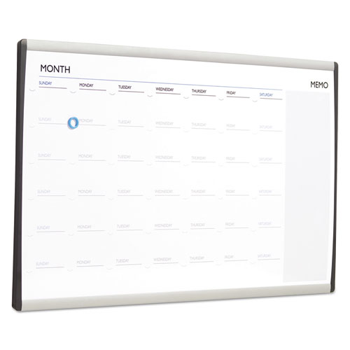 ARC Frame Cubicle Magnetic Dry Erase Calendar, One Month Format, 30 x 18, White Surface, Silver Aluminum Frame