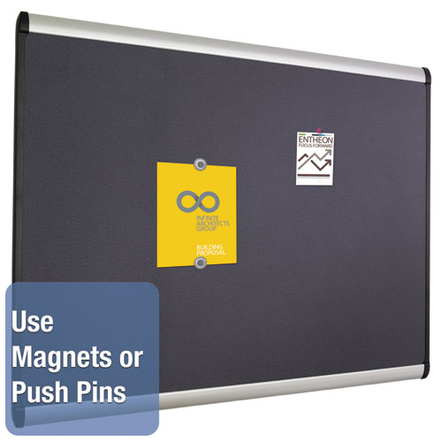 Image of Quartet® Prestige Plus Magnetic Fabric Bulletin Boards, 36 X 24, Gray Surface, Silver Aluminum Frame
