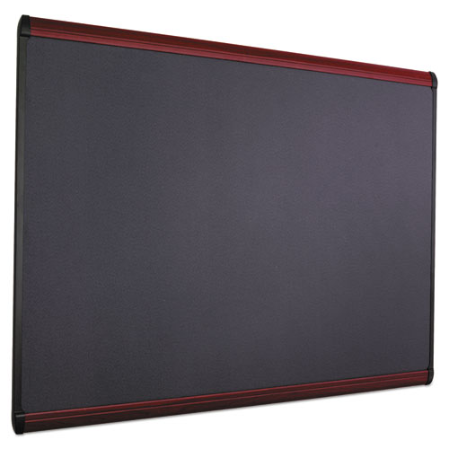 Prestige Plus Magnetic Fabric Bulletin Boards, 48 x 36, Gray Surface, Mahogany Fiberboard/Plastic Frame