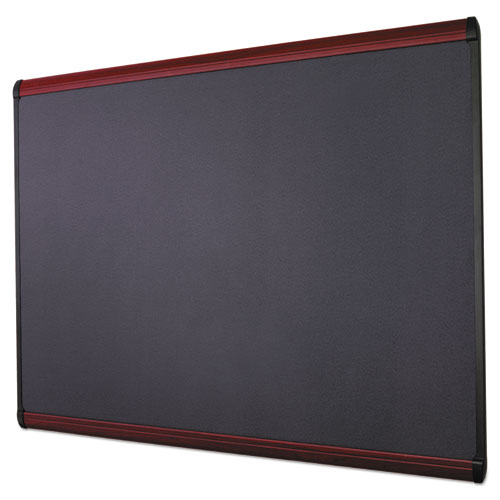 Prestige Plus Magnetic Fabric Bulletin Boards, 48 x 36, Gray Surface, Mahogany Fiberboard/Plastic Frame