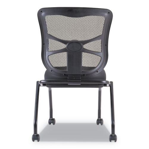 Image of Alera Elusion Mesh Nesting Chairs, Supports Up to 275 lb, Black, 2/Carton