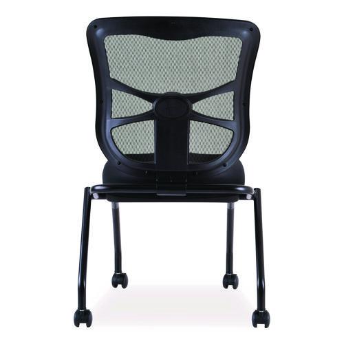 Alera Elusion Mesh Nesting Chairs, Supports Up to 275 lb, 18.1" Seat Height, Black Seat, Black Back, Black Base, 2/Carton