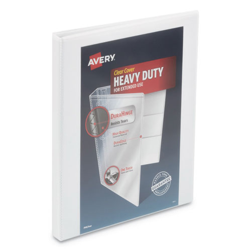 Avery® Heavy-Duty View Binder with DuraHinge and One Touch Slant Rings, 3 Rings, 0.5" Capacity, 11 x 8.5, Black