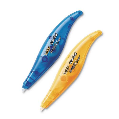 Image of Wite-Out Brand Exact Liner Correction Tape, Non-Refillable, Blue/Orange Applicators, 0.2" x 236", 2/Pack