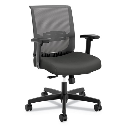 Image of Hon® Convergence Mid-Back Task Chair, Synchro-Tilt And Seat Glide, Supports Up To 275 Lb, Iron Ore Seat, Black Back/Base