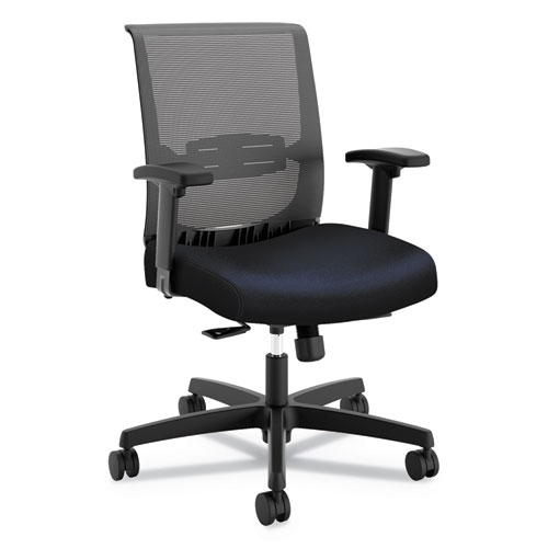 CONVERGENCE MID-BACK TASK CHAIR WITH SYNCHO-TILT CONTROL/SEAT SLIDE, SUPPORTS UP TO 275 LBS, NAVY SEAT, BLACK BACK/BASE