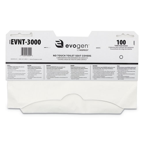 Evogen No Touch Toilet Seat Covers, 15.5 x 9.25, White, 3,000/Carton