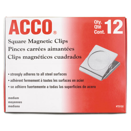 Magnetic Clip, 1" Jaw Capacity, Silver, 12/Pack