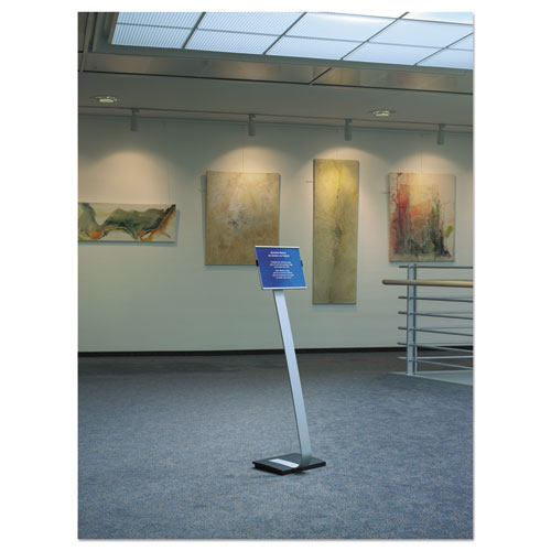 Info Sign Duo Floor Stand, Letter-Size Inserts, 15 x 46 1/2, Clear