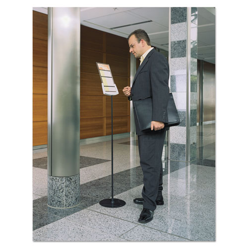 Image of Durable® Sherpa Infobase Sign Stand, Acrylic/Metal, 40" To 60" High, Gray