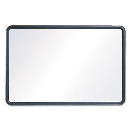 Contour Dry Erase Board, 24 x 18, Melamine White Surface, Black Plastic Frame