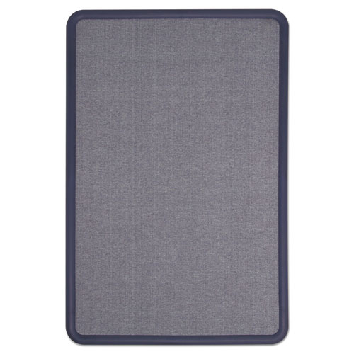 Image of Quartet® Contour Fabric Bulletin Board, 36 X 24, Light Blue Surface, Navy Blue Plastic Frame