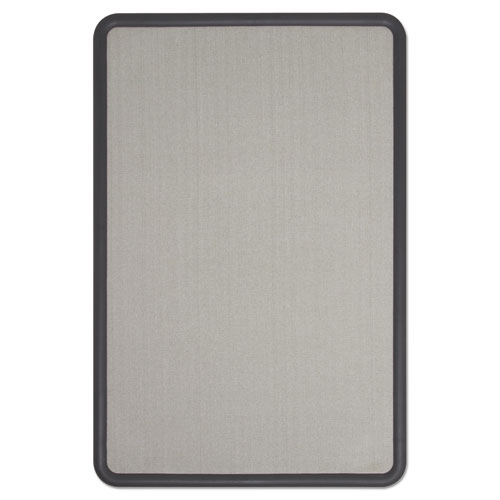 Image of Quartet® Contour Fabric Bulletin Board, 48 X 36, Gray Surface, Black Plastic Frame
