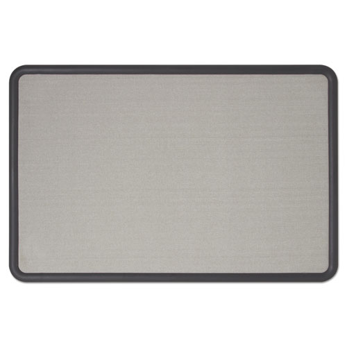 Contour Fabric Bulletin Board, 48 X 36, Gray Surface, Black Plastic Frame