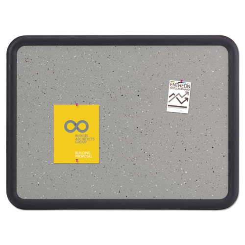 Image of Quartet® Contour Granite Board, 36 X 24, Granite Gray Surface, Black Plastic Frame