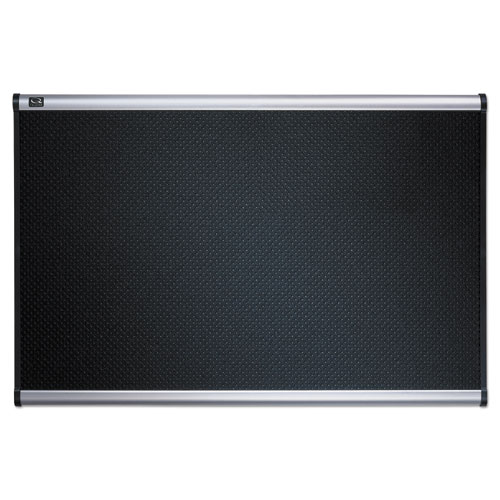 Prestige Black Embossed Foam Bulletin Board, 48 x 36, Black Surface, Silver Aluminum/Plastic Frame