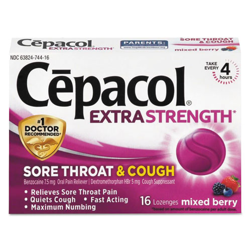 Cepacol® Sore Throat and Cough Lozenges, Mixed Berry, 16 Lozenges