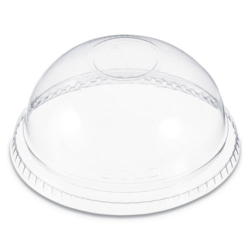Image of Plastic Dome Lid, No-Hole, Fits 9 oz to 22 oz Cups, Clear, 100/Sleeve, 10 Sleeves/Carton