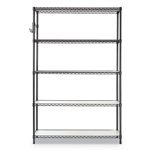 Image of 5-Shelf Wire Shelving Kit with Casters and Shelf Liners, 48w x 18d x 72h, Black Anthracite