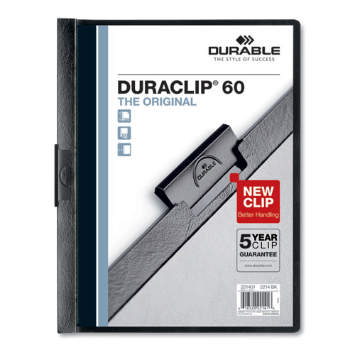 Image of DuraClip Report Cover, Clip Fastener, 8.5 x 11, Clear/Black, 25/Box