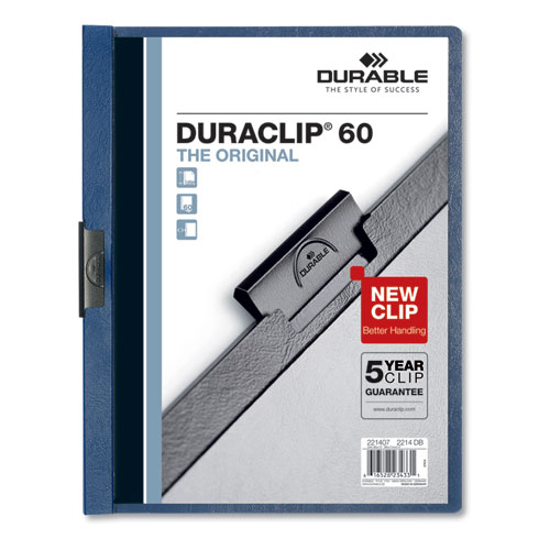 Image of Durable® Duraclip Report Cover, Clip Fastener, 8.5 X 11, Clear/Dark Blue, 25/Box