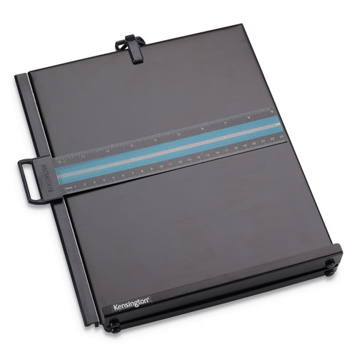 Letter-Size Freestanding Desktop Copyholder, Stainless Steel, Black