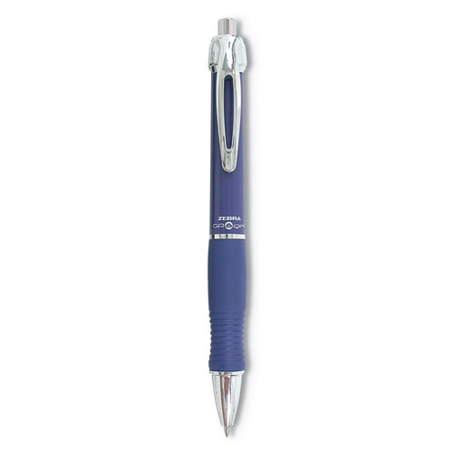 Zebra® Gr8 Gel Pen, Retractable, Medium 0.7 Mm, Blue Ink, Blue/Silver Barrel, 12/Pack
