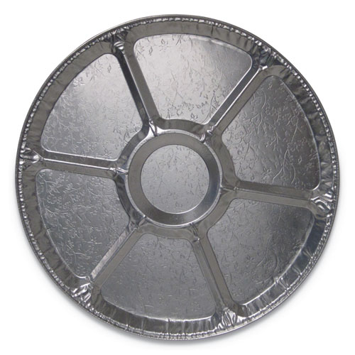 Image of Aluminum Cater Trays, 7 Compartment Lazy Susan, 18" Diameter x 0.94"h, Silver, 50/Carton
