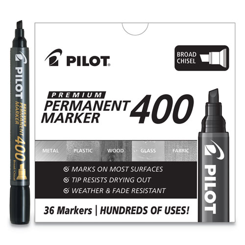 Premium 400 Permanent Marker, Broad Chisel Tip, Black, 36/Pack