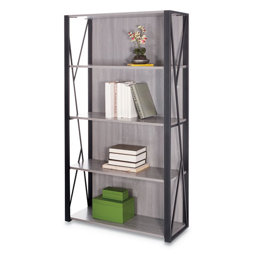 Image of Mood Bookcases, Four-Shelf, 31.75w x 12d x 59h, Gray