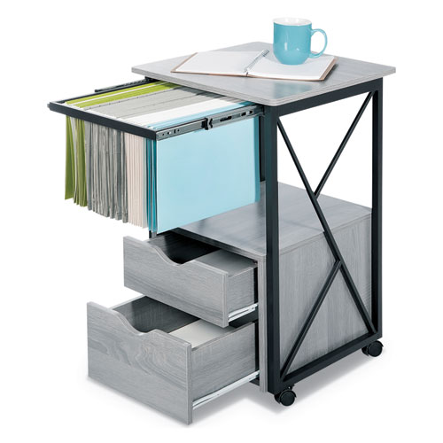 Image of Mood Storage Pedestals with Open-Format Hanging File Rack, Left or Right, 2 Drawers: Box/File, Gray, 17.75" x 17.75" x 30"
