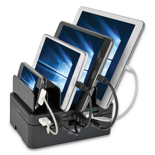 Image of USB Charging Station with Quick Charge 3.0, Holds 7 Devices, Black