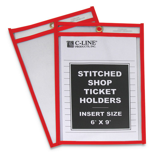 Stitched Shop Ticket Holders, Top Load, Super Heavy, Clear, 6" x 9" Inserts, 25/Box