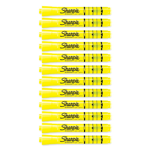 INK INDICATOR TANK CHISEL TIP HIGHLIGHTERS, CHISEL TIP, FLUORESCENT YELLOW, DOZEN