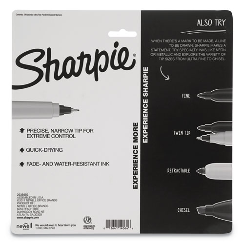 Image of Sharpie® Cosmic Color Permanent Markers, Extra-Fine Needle Tip, Assorted Cosmic Colors, 24/Pack