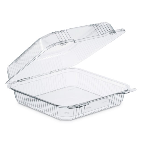 STAYLOCK CLEAR HINGED LID CONTAINERS, 8.6W X 9L X 3H, CLEAR, 200/CT