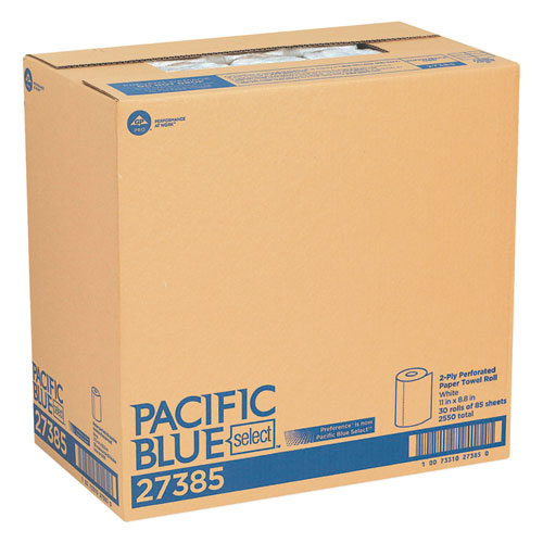 PACIFIC BLUE SELECT PERFORATED PAPER TOWEL, 8 4/5X11,WHITE, 85/ROLL, 30 ROLLS/CT