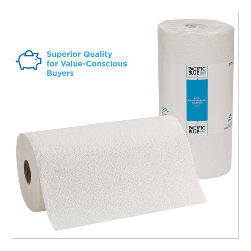 Image of Georgia Pacific® Professional Pacific Blue Select Two-Ply Perforated Paper Kitchen Roll Towels, 2-Ply, 11 X 8.8, White, 250/Roll, 12 Rolls/Carton