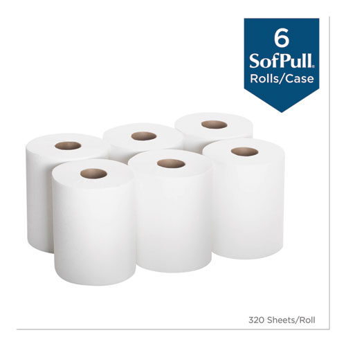 SofPull Center-Pull Perforated Paper Towels, 1-Ply, 7.8 x 15, White, 320/Roll, 6 Rolls/Carton