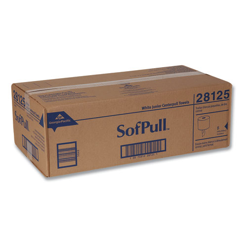 Image of SofPull Premium Junior Capacity Towel, 1-Ply, 7.8 x 14.8, White, 225/Roll, 8 Rolls/Carton