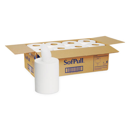 Image of SofPull Premium Junior Capacity Towel, 1-Ply, 7.8 x 14.8, White, 225/Roll, 8 Rolls/Carton