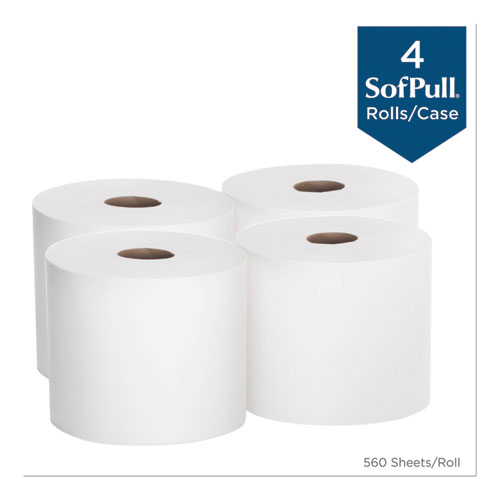 SofPull Perforated Paper Towel, 1-Ply, 7.8 x 15, White, 560/Roll, 4 Rolls/Carton