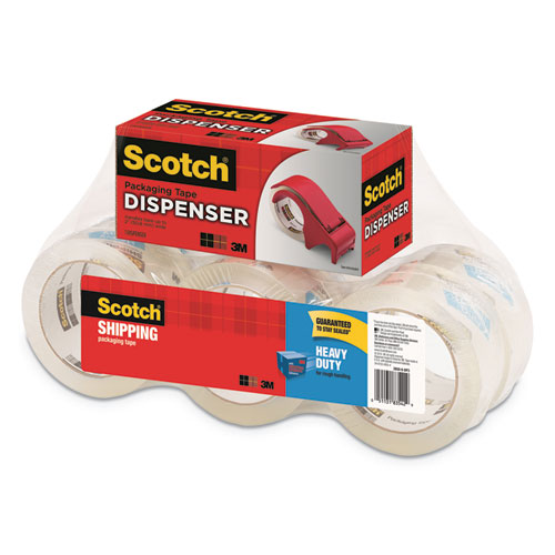 Image of 3850 Heavy-Duty Packaging Tape with DP300 Dispenser, 3" Core, 1.88" x 54.6 yds, Clear, 6/Pack