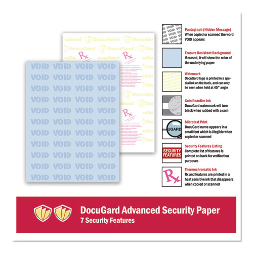 8.50" X 11" PRB04543 500 / Ream Blue Letter Docuguard Security Paper 