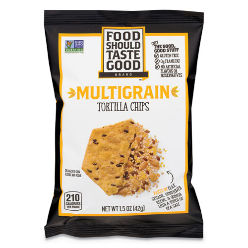 Image of Food Should Taste Good™ Tortilla Chips, Multigrain With Sea Salt, 1.5 Oz, 24/Carton