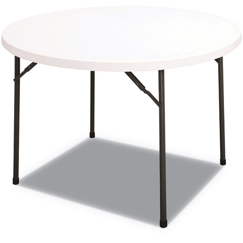 Round Plastic Folding Table, 48 Dia x 29 1/4h, White