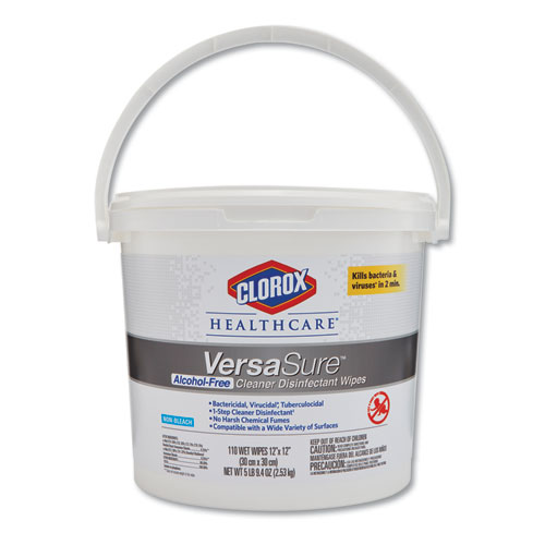 VersaSure Cleaner Disinfectant Wipes, 1-Ply, 12 x 12, Fragranced, White, 110/Bucket