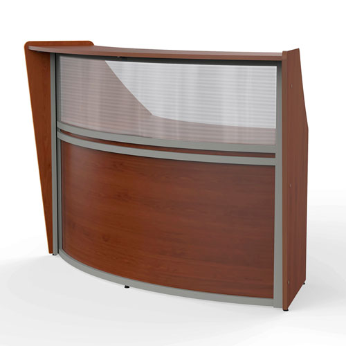 Linea Italia® Reception Desk with Polycarbonate, 72 x 32 x 46, Cherry, Ships in 1-3 Business Days